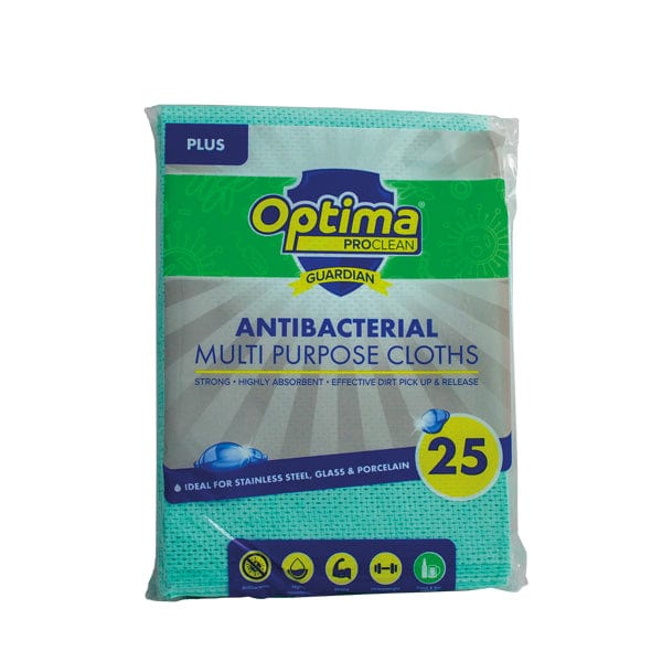 Spare and Square Antibacterial Cloth Green Optima Guardian ‘Plus’ Antibacterial Cloths - Colour Coded Anti-Bac Cloths - Pack of 25 759G.25 - Buy Direct from Spare and Square