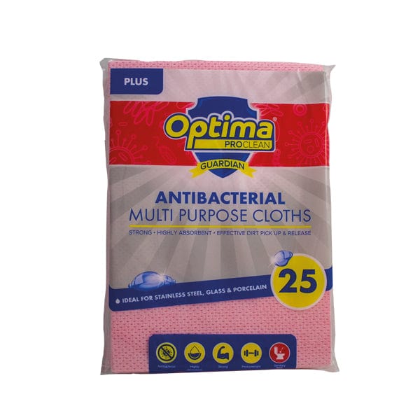 Spare and Square Antibacterial Cloth Red Optima Guardian ‘Plus’ Antibacterial Cloths - Colour Coded Anti-Bac Cloths - Pack of 25 759R.25 - Buy Direct from Spare and Square