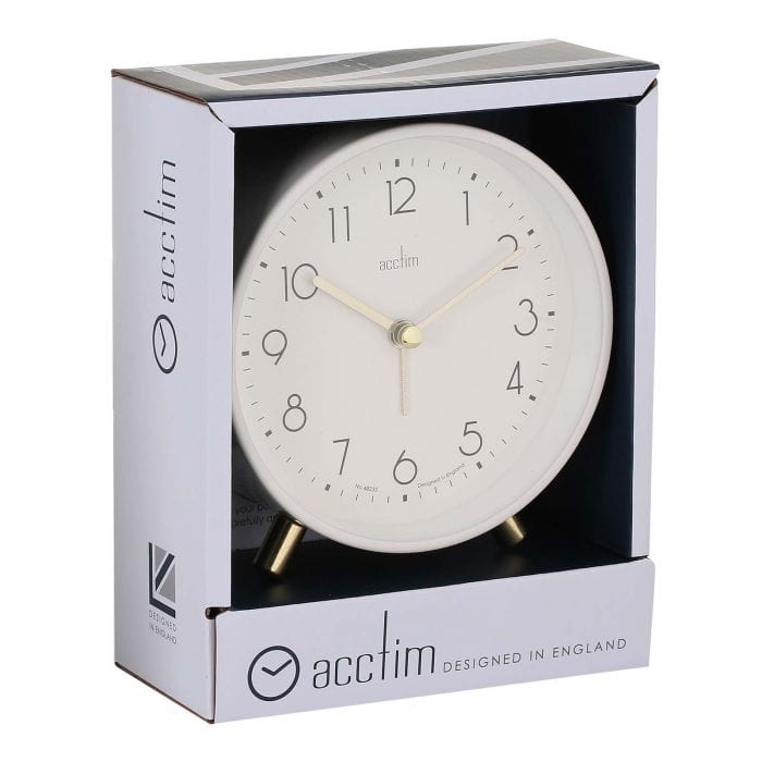 Spare and Square Audio Visual Acctim Fossen Gloss White Alarm Clock 16262 - Buy Direct from Spare and Square