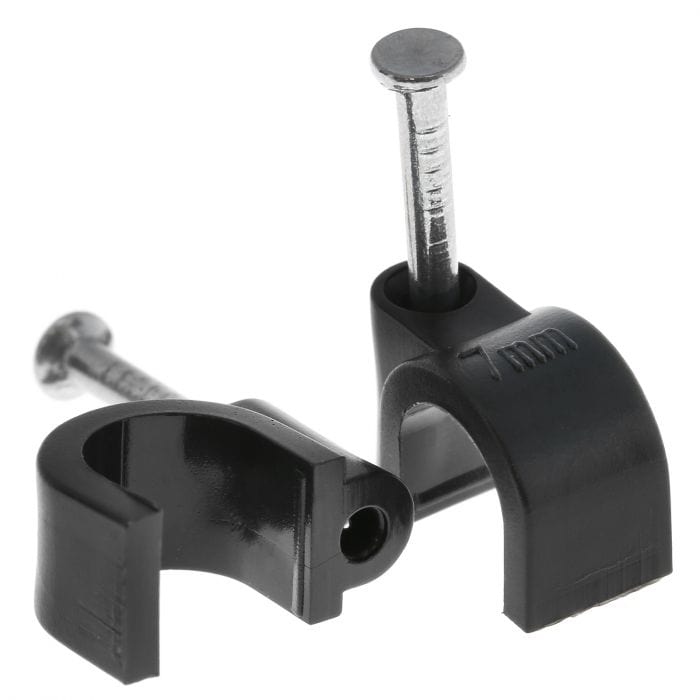 Spare and Square Audio Visual Jegs 7mm Coaxial Cable Clips - Black (Pack Of 10) PPJ154 - Buy Direct from Spare and Square