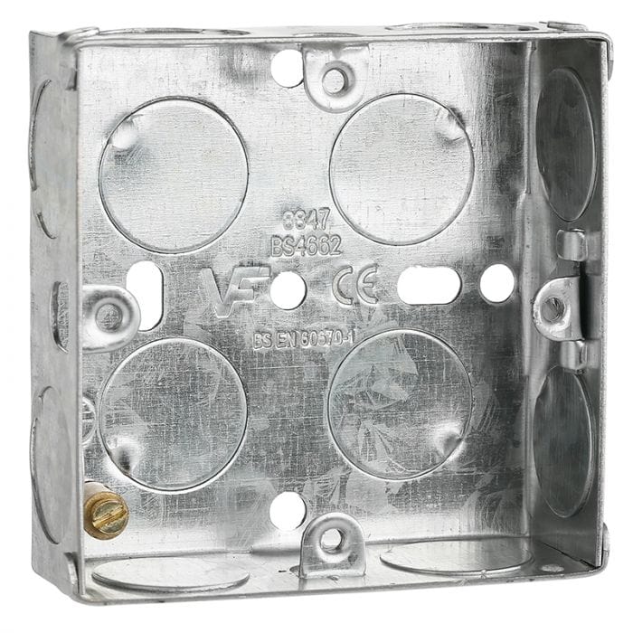 Spare and Square Electrical Miscellaneous Jegs 1 Gang 25mm Metal Back Box PPJ116A - Buy Direct from Spare and Square