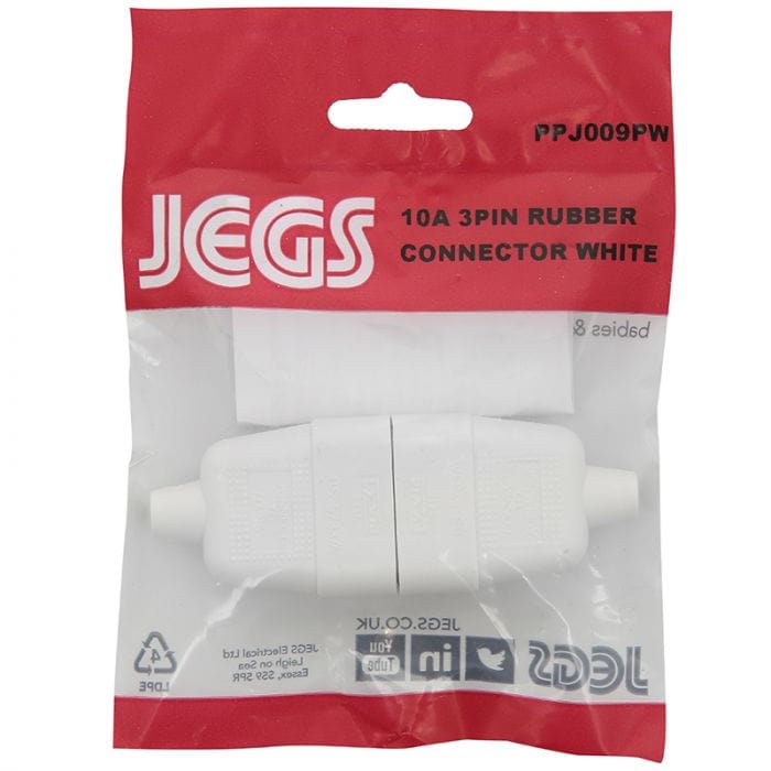 Spare and Square Electrical Miscellaneous Jegs 10 Amp White 3 Pin Connector PPJ009PW - Buy Direct from Spare and Square