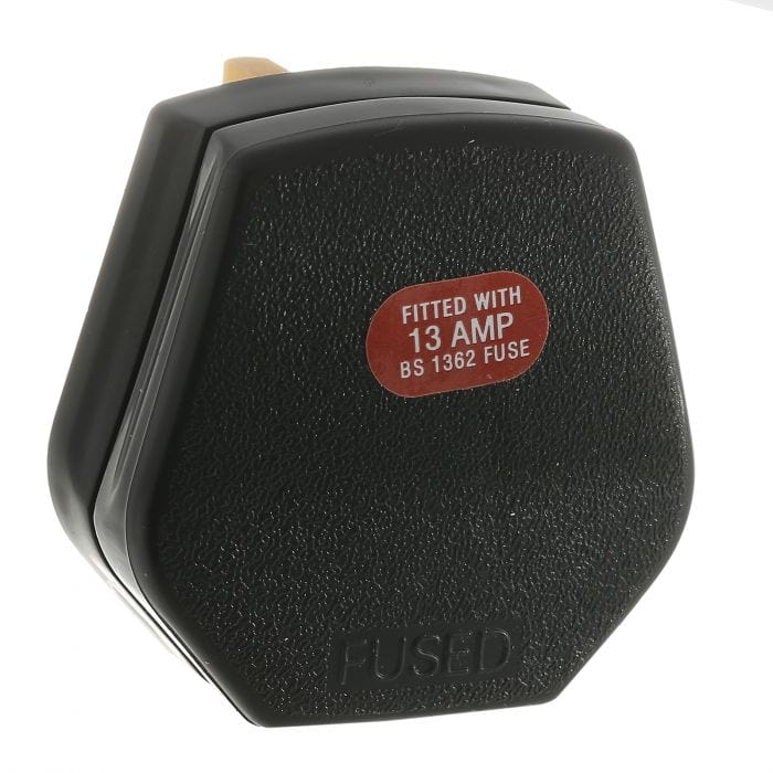 Spare and Square Electrical Miscellaneous Jegs 13A Black Nylon Mains Plug - 3 Pin JF009BK - Buy Direct from Spare and Square