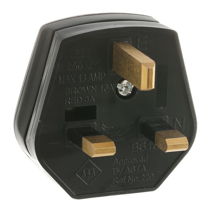 Spare and Square Electrical Miscellaneous Jegs 13A Black Nylon Mains Plug - 3 Pin JF009BK - Buy Direct from Spare and Square