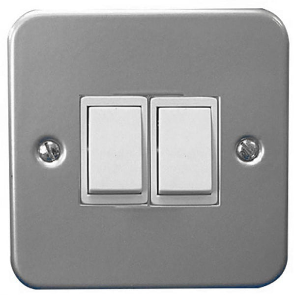 Spare and Square Electrical Miscellaneous Jegs 2 Gang 2 Way Switch Metal Clad Grey JF493GY - Buy Direct from Spare and Square