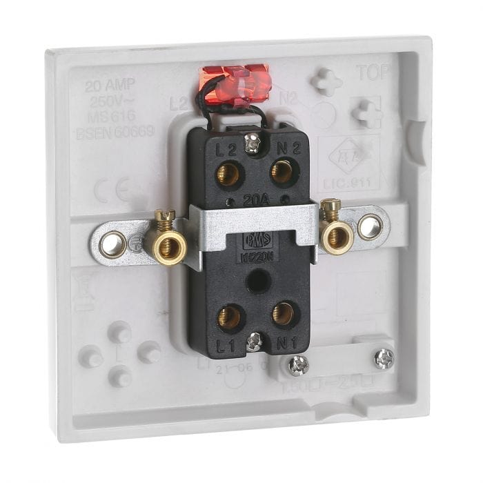 Spare and Square Electrical Miscellaneous Jegs Double Pole Switch - 20A - With Neon PPJ076HT - Buy Direct from Spare and Square