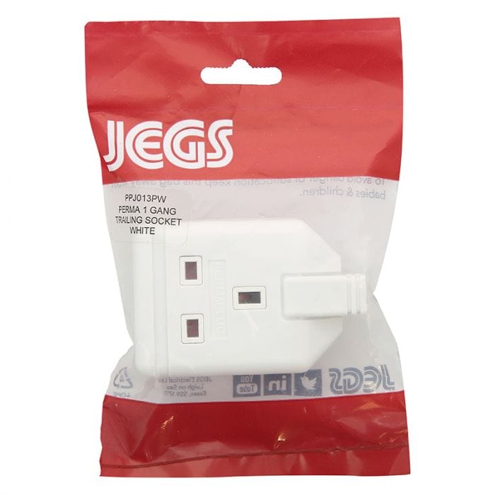 Spare and Square Electrical Miscellaneous Jegs Perma 1 Gang Trailing Socket White JZ034X - Buy Direct from Spare and Square