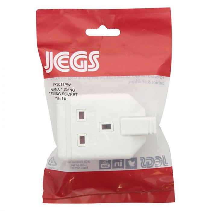 Spare and Square Electrical Miscellaneous Jegs Perma 1 Gang Trailing Socket White PPJ013PW - Buy Direct from Spare and Square