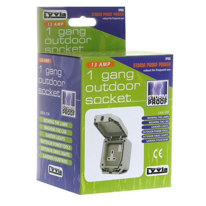 Spare and Square Electrical Miscellaneous Lyvia Outdoor Socket - 1 Gang - 13 Amp JF552 - Buy Direct from Spare and Square