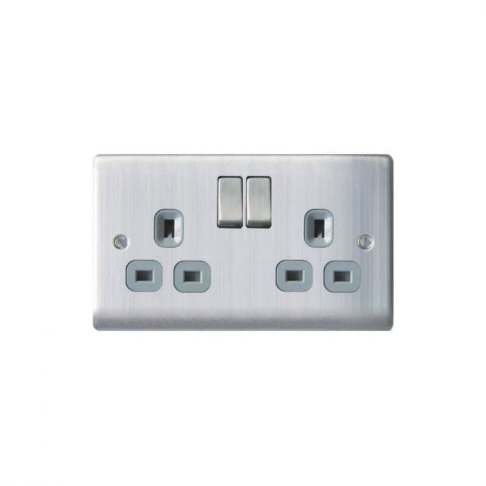 Spare and Square Electrical Miscellaneous Nexus 2 Gang Switched Socket Brushed Stainless Steel JF474NSS - Buy Direct from Spare and Square