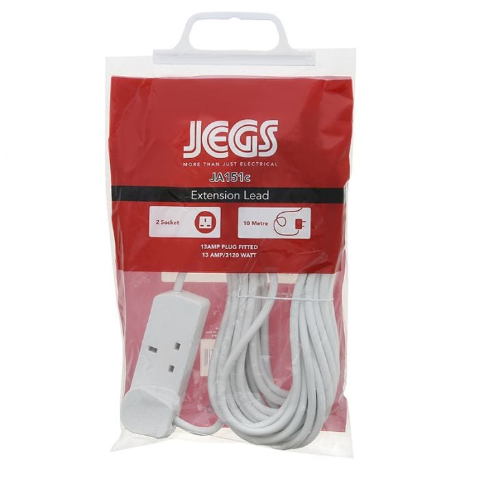 Spare and Square Extension Leads Jegs 2 Gang 10 Metre 13A Extension Lead JA151C - Buy Direct from Spare and Square