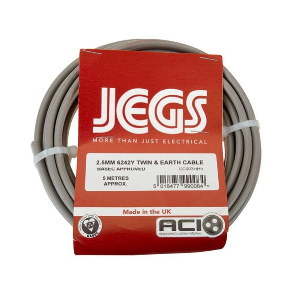 Spare and Square Extension Leads Jegs Twin & Earth Cable - 6242Y - 2.5mm - 5 Metre CC003HH5 - Buy Direct from Spare and Square