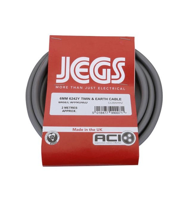 Spare and Square Extension Leads Jegs Twin & Earth Cable - 6242Y - 6mm - 2 Metre CC005HH2 - Buy Direct from Spare and Square
