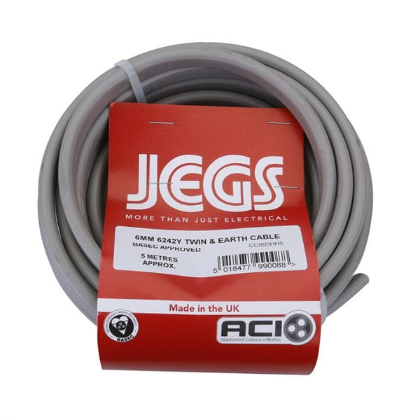 Spare and Square Extension Leads Jegs Twin & Earth Cable - 6242Y - 6mm - 5 Metre CC005HH5 - Buy Direct from Spare and Square