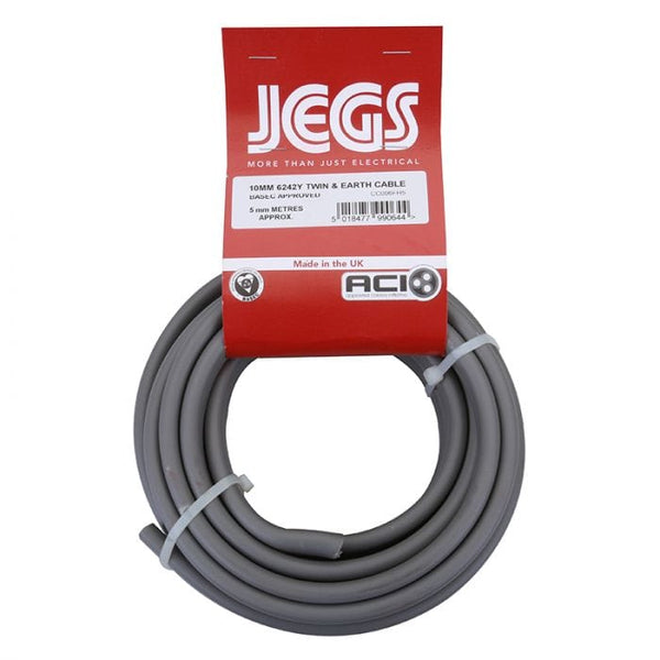 Spare and Square Extension Leads Jegs Twin & Earth Grey Cable - 6242Y - 10mm - 5m CC006FH5 - Buy Direct from Spare and Square
