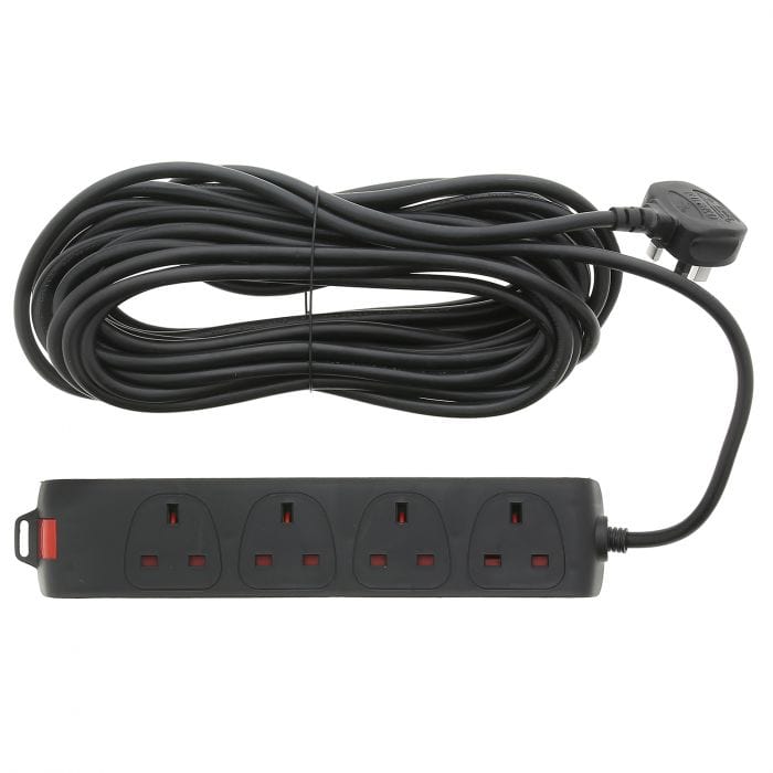 Spare and Square Extension Leads Powersonic Outdoor Weatherproof Electric Box - Black 4 Gang 10m Extension Lead - IP65 JF3005BLK - Buy Direct from Spare and Square