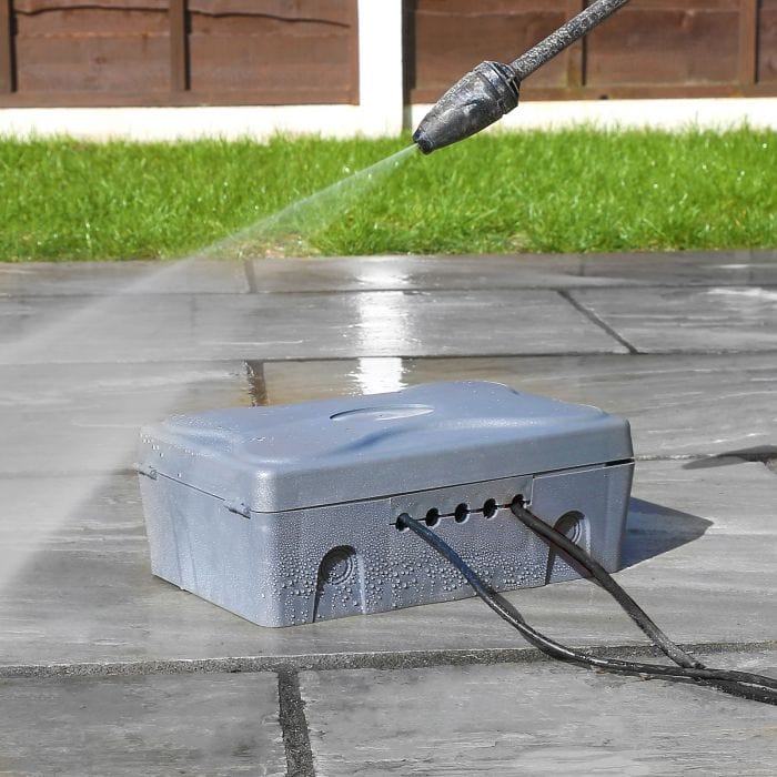 Spare and Square Extension Leads Powersonic Outdoor Weatherproof Electric Box - Black 4 Gang 10m Extension Lead - IP65 JF3005BLK - Buy Direct from Spare and Square