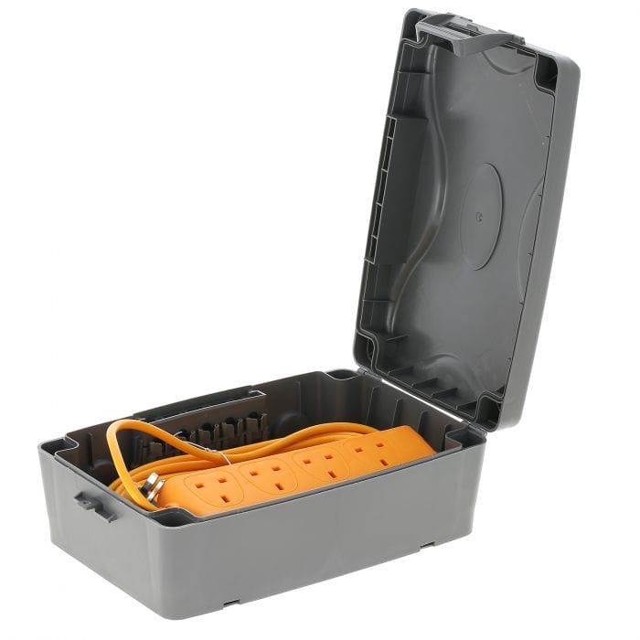 Spare and Square Extension Leads Powersonic Outdoor Weatherproof Electric Box - Orange 4 Gang 10m Extension Lead - IP65 JF3005O - Buy Direct from Spare and Square