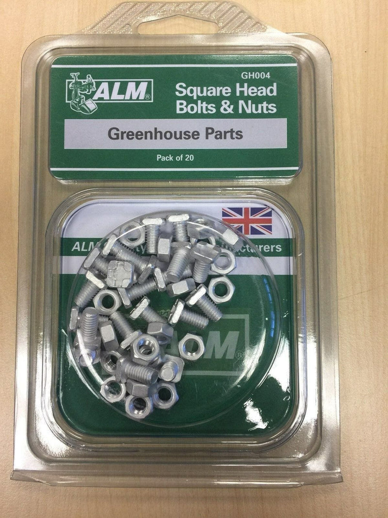 Spare and Square Garden Accessory Compatible Greenhouse Aluminium Square Head Nuts & Bolts. 32-GL-185 - Buy Direct from Spare and Square