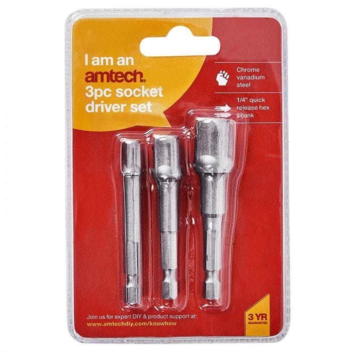 Spare and Square Hand Tools Amtech 3 Piece Extra Long Socket Adaptor JL070B - Buy Direct from Spare and Square