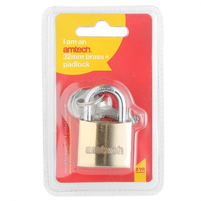 Spare and Square Hand Tools Amtech 32mm Brass Padlock JL217 - Buy Direct from Spare and Square