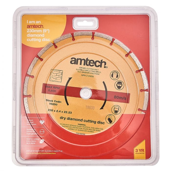 Spare and Square Hand Tools Amtech 9 Inch Dry Diamond Cutting Disc JL712 - Buy Direct from Spare and Square