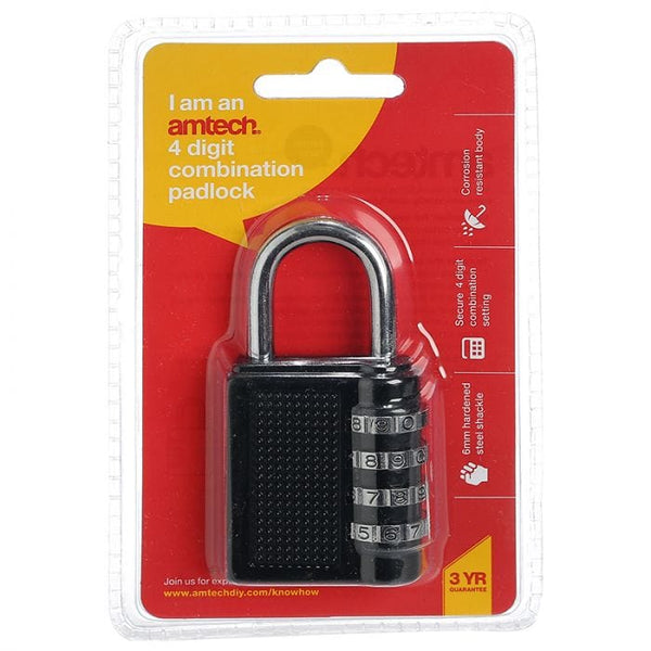 Spare and Square Hand Tools Amtech Combination Padlock JL6024 - Buy Direct from Spare and Square