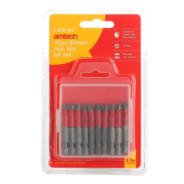 Spare and Square Hand Tools Amtech Non-Slip Bits - 50mm - 10 Piece Set JL035B - Buy Direct from Spare and Square