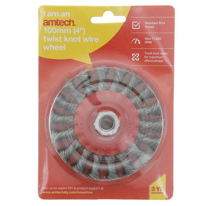 Spare and Square Hand Tools Amtech Twist Knot Wire Wheel - 100mm JL6007 - Buy Direct from Spare and Square