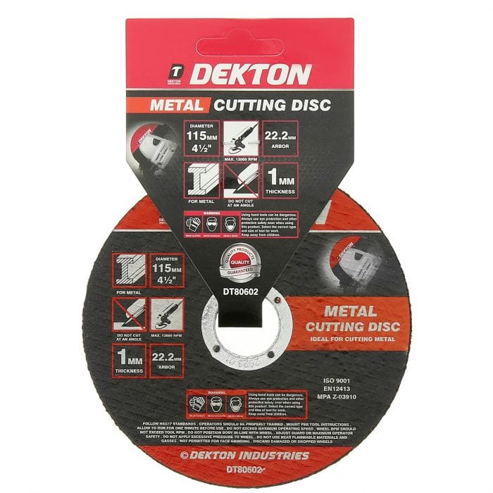 Spare and Square Hand Tools Dekton Metal Cutting Disc - 115mm DT80602 - Buy Direct from Spare and Square