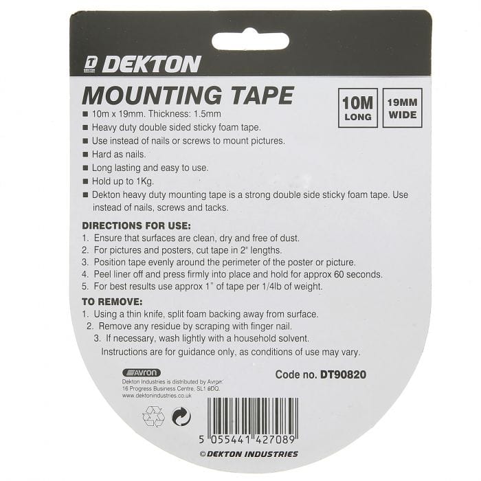 Spare and Square Hand Tools Dekton Mounting Tape - 10m PM1526 - Buy Direct from Spare and Square