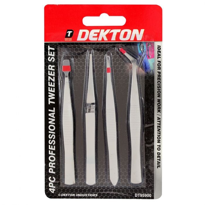 Spare and Square Hand Tools Dekton Professional Tweezers Set - 4 Piece JLD425 - Buy Direct from Spare and Square