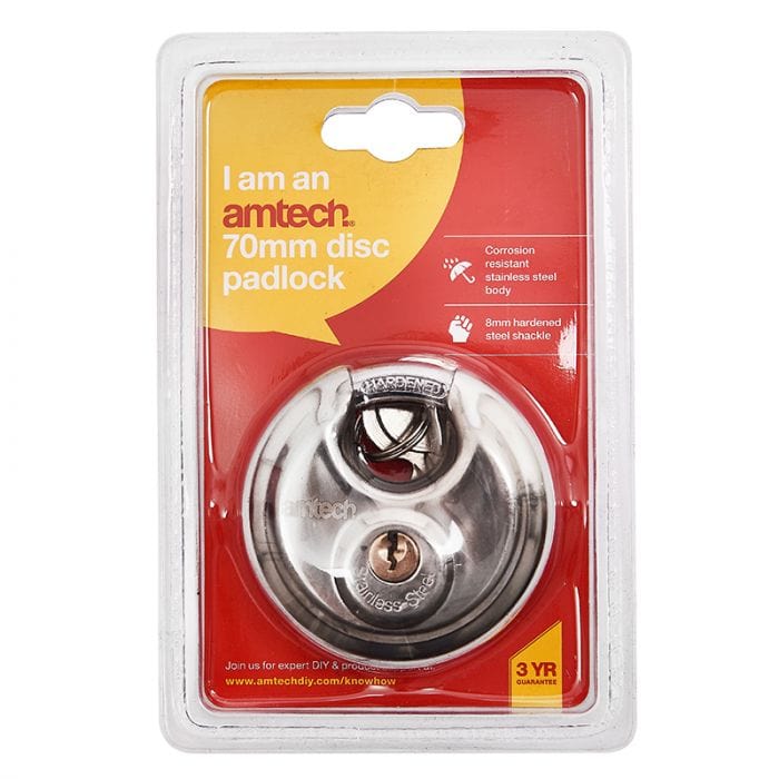 Spare and Square Hand Tools Jegs 70mm Disc Padlock With 2 Keys JL082C - Buy Direct from Spare and Square