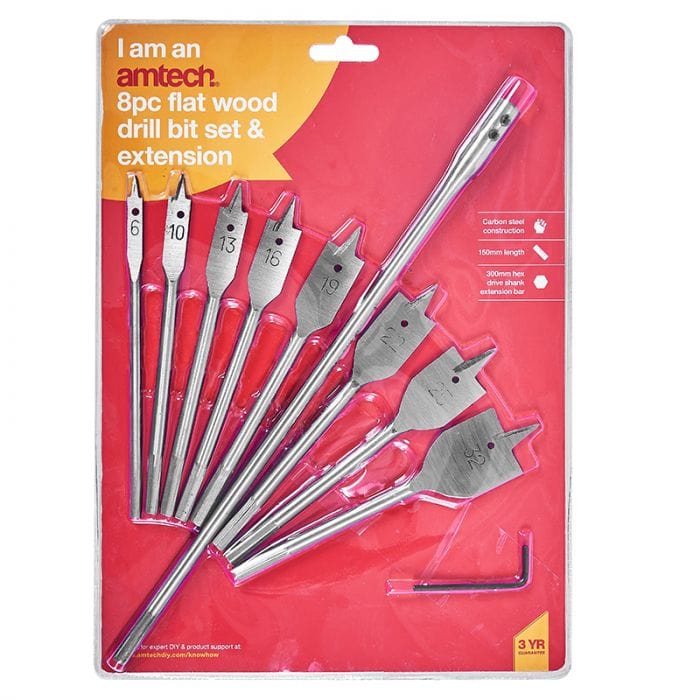 Spare and Square Hand Tools Jegs 8 Piece Flat Wood Bit Set JL068Q - Buy Direct from Spare and Square