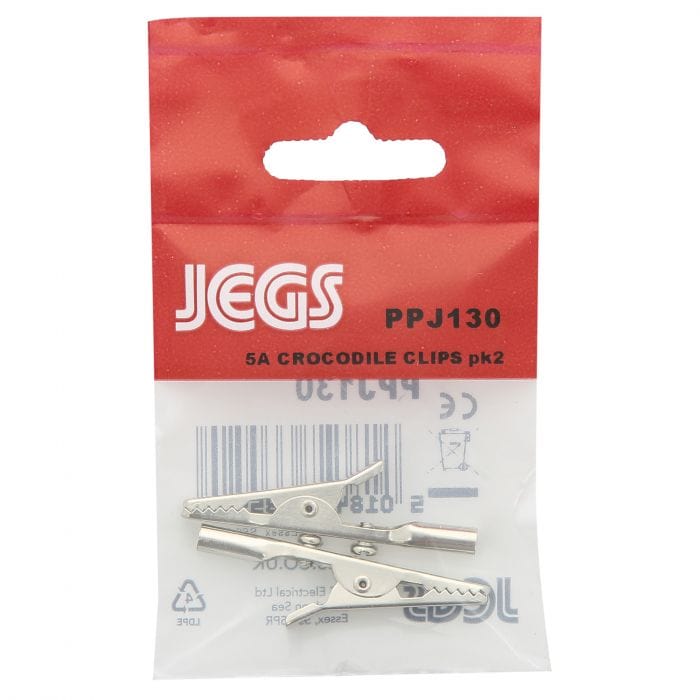 Spare and Square Hand Tools Jegs Crocodile Clips - 5A (Pack Of 2) PPJ130 - Buy Direct from Spare and Square