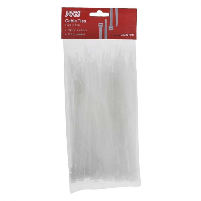 Spare and Square Hand Tools Jegs Pk100 160mm X 4.8mm Cable Tie Neutral JB704N - Buy Direct from Spare and Square