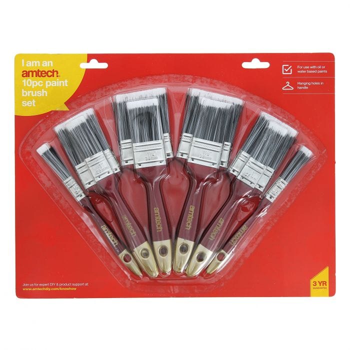 Spare and Square Home Miscellaneous Amtech 10 Piece Paint Brush Set JF083 - Buy Direct from Spare and Square