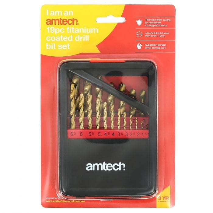 Spare and Square Home Miscellaneous Amtech 19 Piece Titanium Coated Drill Bit Set JL171 - Buy Direct from Spare and Square