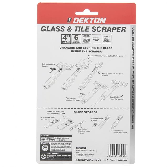 Spare and Square Home Miscellaneous Dekton Glass & Tile Scraper - 4" - 2 Piece DT95817 - Buy Direct from Spare and Square