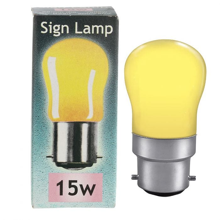 Spare and Square Light Bulb Crompton 15W BC Pygmy Bulb - Yellow JD036 - Buy Direct from Spare and Square