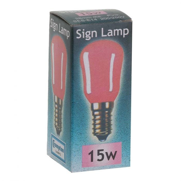 Spare and Square Light Bulb Crompton 15W SES Pygmy Bulb - Pink JD031P - Buy Direct from Spare and Square