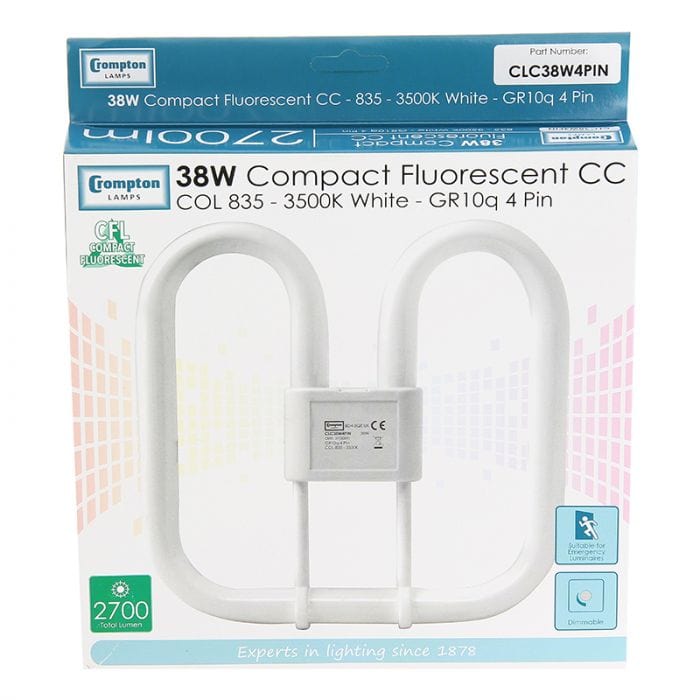 Spare and Square Light Bulb Crompton 38W 4Pin 2D White 10.000Hr JD574 - Buy Direct from Spare and Square