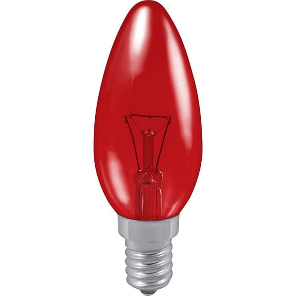 Spare and Square Light Bulb Crompton 40W Candle Bulb - SES - Fireglow Red JD025C - Buy Direct from Spare and Square