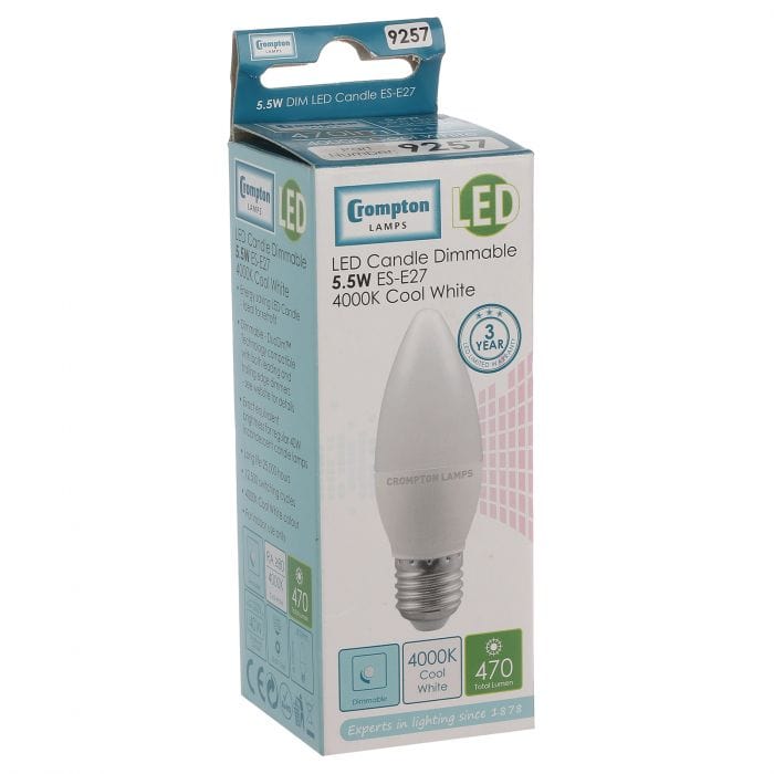 Spare and Square Light Bulb Crompton LED 5.5W Candle Bulb - ES JD5177E - Buy Direct from Spare and Square