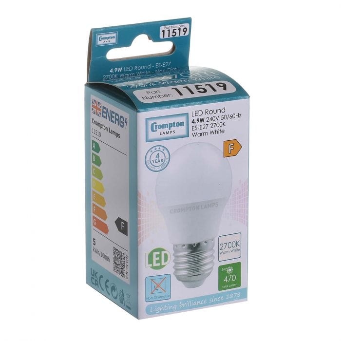 Spare and Square Light Bulb Crompton LED 5.5W Round Thermal Bulb - ES JD5156WW - Buy Direct from Spare and Square