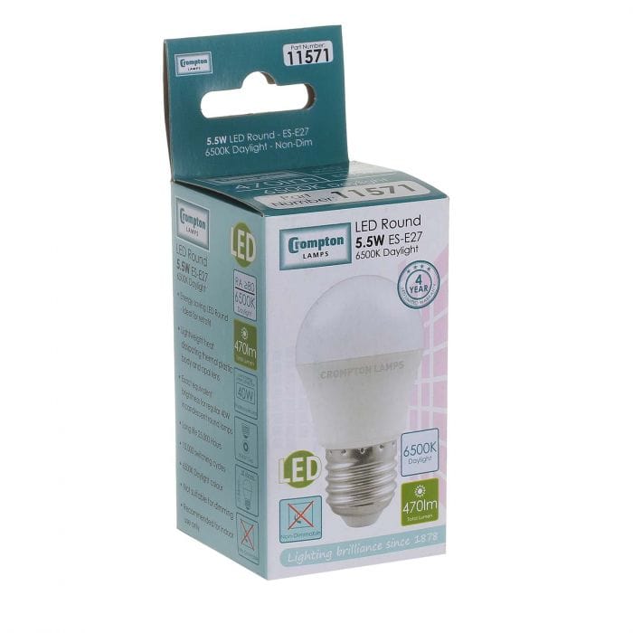 Spare and Square Light Bulb Crompton LED 5.5W Thermal Round Bulb - ES JD5156DL - Buy Direct from Spare and Square