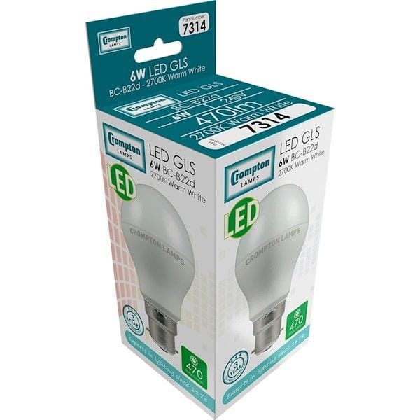 Spare and Square Light Bulb Crompton LED 6W GLS Thermal Bulb - BC - Warm White JD5170WW - Buy Direct from Spare and Square