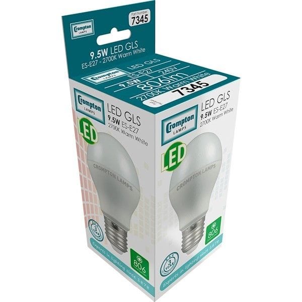 Spare and Square Light Bulb Crompton LED 8.5W GLS Thermal Bulb - ES - Warm White JD5173WW - Buy Direct from Spare and Square