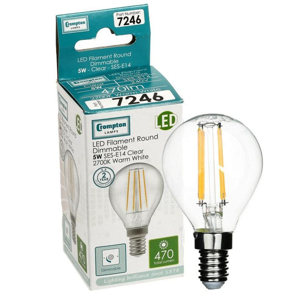 Spare and Square Light Bulb Crompton LED Round Filmament Bulb - ES - 5W - Warm White JD7246 - Buy Direct from Spare and Square