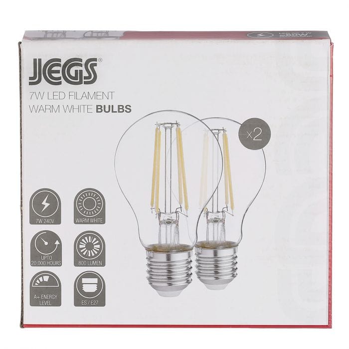 Spare and Square Light Bulb Jegs 7W LED Filament ES Lamp - Warm White - 806 Lumens (Pack Of 2) A806ES - Buy Direct from Spare and Square